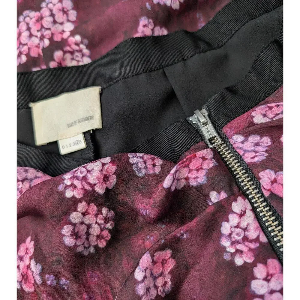 Draped Silk Ruched Floral Cherry Blossoms Band of Outsiders Skirt